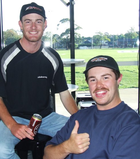 It rains like this all the time up the bush! Seconds captain Tain Piercy (left) and Hayden Trew. It rains like this all the time up the bush! Seconds captain Tain Piercy (left) and Hayden Trew.