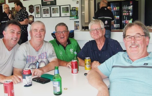Settling in for the day - just like the rain! L-R Jim McKenzie, Mark Wakeling, Ray Storey, Garry Johnson and Ian Sutherland. Settling in for the day - just like the rain! L-R Jim McKenzie, Mark Wakeling, Ray Storey, Garry Johnson and Ian Sutherland.