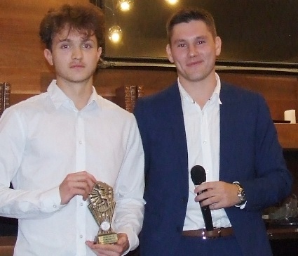 Dejan Gilevski (left) receives his bowling award from Firsts captain Jack Newman. Dejan Gilevski (left) receives his bowling award from Firsts captain Jack Newman.