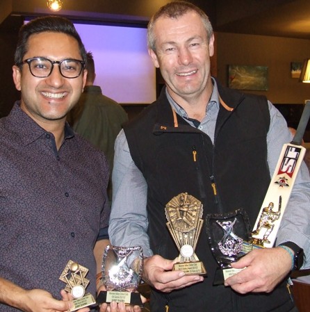 Trophies all around for Thirds premiership captain Rahul "Sunny" Sharma (left) and Geoff McKeown. Trophies all around for Thirds premiership captain Rahul "Sunny" Sharma (left) and Geoff McKeown.
