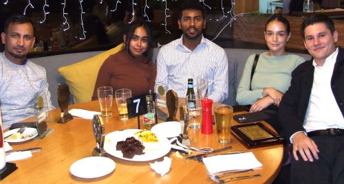 First Eleven: L-R Salman Afridi, Mashi and Suraj Weerasinghe, Sally and Jack Newman. First Eleven: L-R Salman Afridi, Mashi and Suraj Weerasinghe, Sally and Jack Newman.