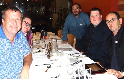 Fun on the night: L-R Shaun Rayment and fiancee Lara Davis, Danny Terzini, Andreas Skiotis and Pat Taylor. Fun on the night: L-R Shaun Rayment and fiancee Lara Davis, Danny Terzini, Andreas Skiotis and Pat Taylor.