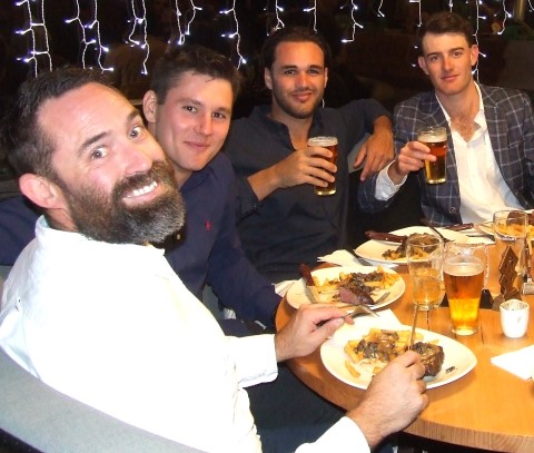 Enjoying the meal at the Moonee Ponds Club - L-R Steve Hazelwood, Jack Newman, Luke Brock and Tain Piercy. Enjoying the meal at the Moonee Ponds Club - L-R Steve Hazelwood, Jack Newman, Luke Brock and Tain Piercy.