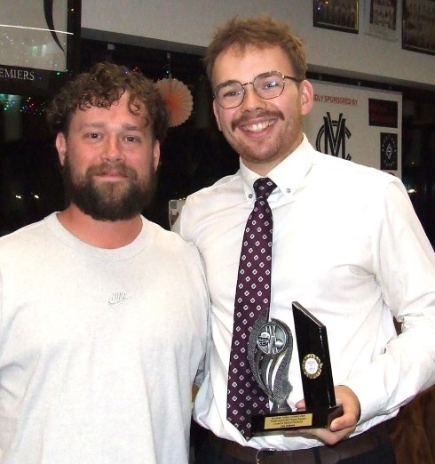 Coach Brayden McGregor (left) with Coach's Award winner Joe Adams. Coach Brayden McGregor (left) with Coach's Award winner Joe Adams.