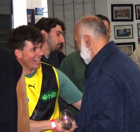 At least he looks like a footballer! Dan Comande in the Richmond jumper from the auction, with Joe Ansaldo. At least he looks like a footballer! Dan Comande in the Richmond jumper from the auction, with Joe Ansaldo.
