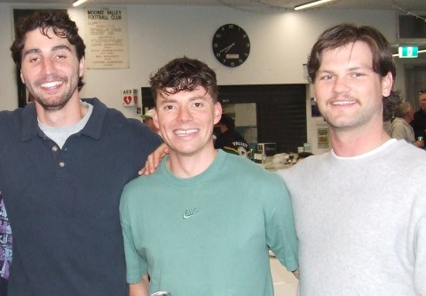 Cricketers all of them! L-R Steve Esmore, Dan Comande and Nick Dachs. Cricketers all of them! L-R Steve Esmore, Dan Comande and Nick Dachs.