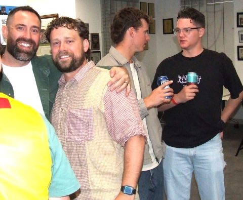 Helping celebrate a good night: L-R Steve Hazelwood, Brayden McGregor, Will Blair and Tom Janetzki. Helping celebrate a good night: L-R Steve Hazelwood, Brayden McGregor, Will Blair and Tom Janetzki.
