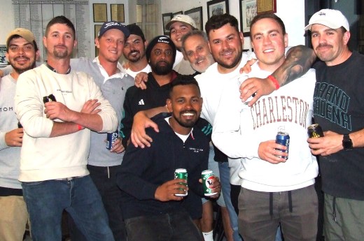 We received strong support from our colleagues at the Maribyrnong Park St Marys Cricket Club, who mixed with Valley people. L-R Michael Stavris, Ben Alexander, Darcy Spong, at the back Daniel Stavris, Shafraz Mohummad, Shasheen Fernando, Seth McDowell, Paul Kinross, Joshua Gorry, Hayden Rayner, Joshua Rennex. We received strong support from our colleagues at the Maribyrnong Park St Marys Cricket Club, who mixed with Valley people. L-R Michael Stavris, Ben Alexander, Darcy Spong, at the back Daniel Stavris, Shafraz Mohummad, Shasheen Fernando, Seth McDowell, Paul Kinross, Joshua Gorry, Hayden Rayner, Joshua Rennex.
