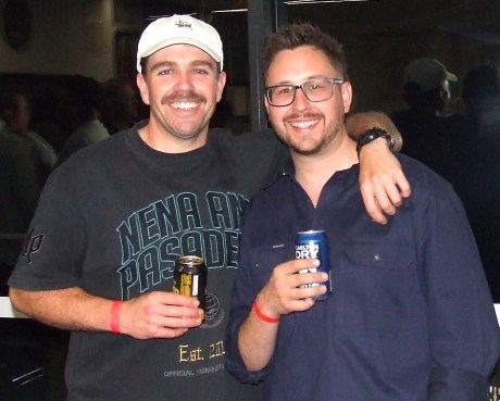 They played a bit of cricket between them: Joshua Rennex (left) and Nick Brelis. They played a bit of cricket between them: Joshua Rennex (left) and Nick Brelis.
