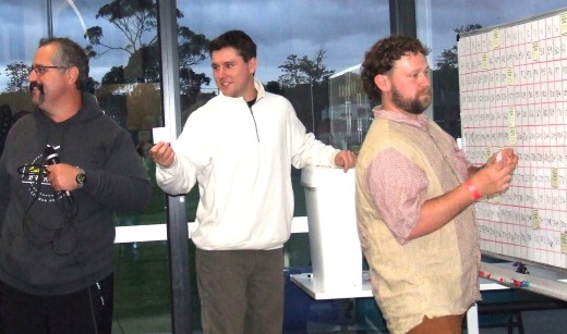 Pulling the tickets and calling the shots: L-R Brendan "Jonty" Rhodes, Jack Newman and Brayden McGregor. Pulling the tickets and calling the shots: L-R Brendan "Jonty" Rhodes, Jack Newman and Brayden McGregor.