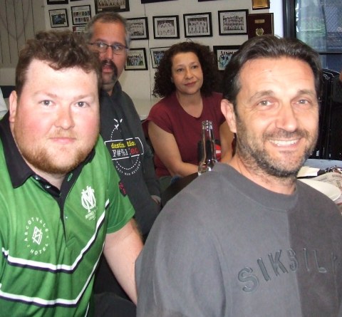 Keen on the proceedings: Andreas Skiotis (left) and Jason Ripa. Keen on the proceedings: Andreas Skiotis (left) and Jason Ripa.