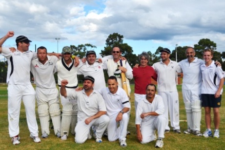 It's a Grand Old Flag - and it's ours! The victorious gather on Ormond Park just moments after we won. L-R: Back - Michael Cumbo, Shaun Rayment, Jesse Felle, Mark Cini, Pat Taylor, Grahame McCulloch, Murray Walker, Joe Ansaldo and Alex Gorham. Front - Dino Sapuppo, Sam Carbone and Danny Terzini. It's a Grand Old Flag - and it's ours! The victorious gather on Ormond Park just moments after we won. L-R: Back - Michael Cumbo, Shaun Rayment, Jesse Felle, Mark Cini, Pat Taylor, Grahame McCulloch, Murray Walker, Joe Ansaldo and Alex Gorham. Front - Dino Sapuppo, Sam Carbone and Danny Terzini.
