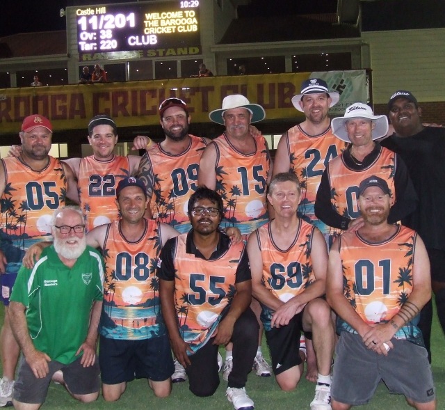 Our winning team for Game 4, which played under lights on the Barooga No. 1 ground. L-R: Back - Glen Courts, Stephen Ward, Ben Lucas, Tony Gleeson, Matt Thomas, Cameron McGregor and Channa DeSilva. Front - Allan Cumming, Jason Ripa, Maks Rahman, Craig Pridham and Peter O'Kane. Our winning team for Game 4, which played under lights on the Barooga No. 1 ground. L-R: Back - Glen Courts, Stephen Ward, Ben Lucas, Tony Gleeson, Matt Thomas, Cameron McGregor and Channa DeSilva. Front - Allan Cumming, Jason Ripa, Maks Rahman, Craig Pridham and Peter O'Kane.
