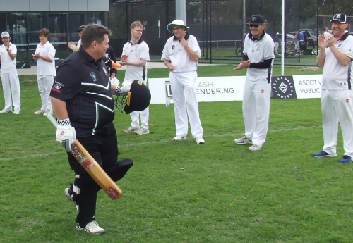 Mark Gauci acknowledges teammates and great mates who were in the Fifths on Saturday, playing on the adjoining Ormond Park East. Mark Gauci acknowledges teammates and great mates who were in the Fifths on Saturday, playing on the adjoining Ormond Park East.