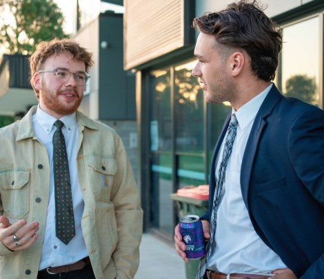 Discussing the odds: Joe Adams (left) and Luke Brock. Discussing the odds: Joe Adams (left) and Luke Brock.